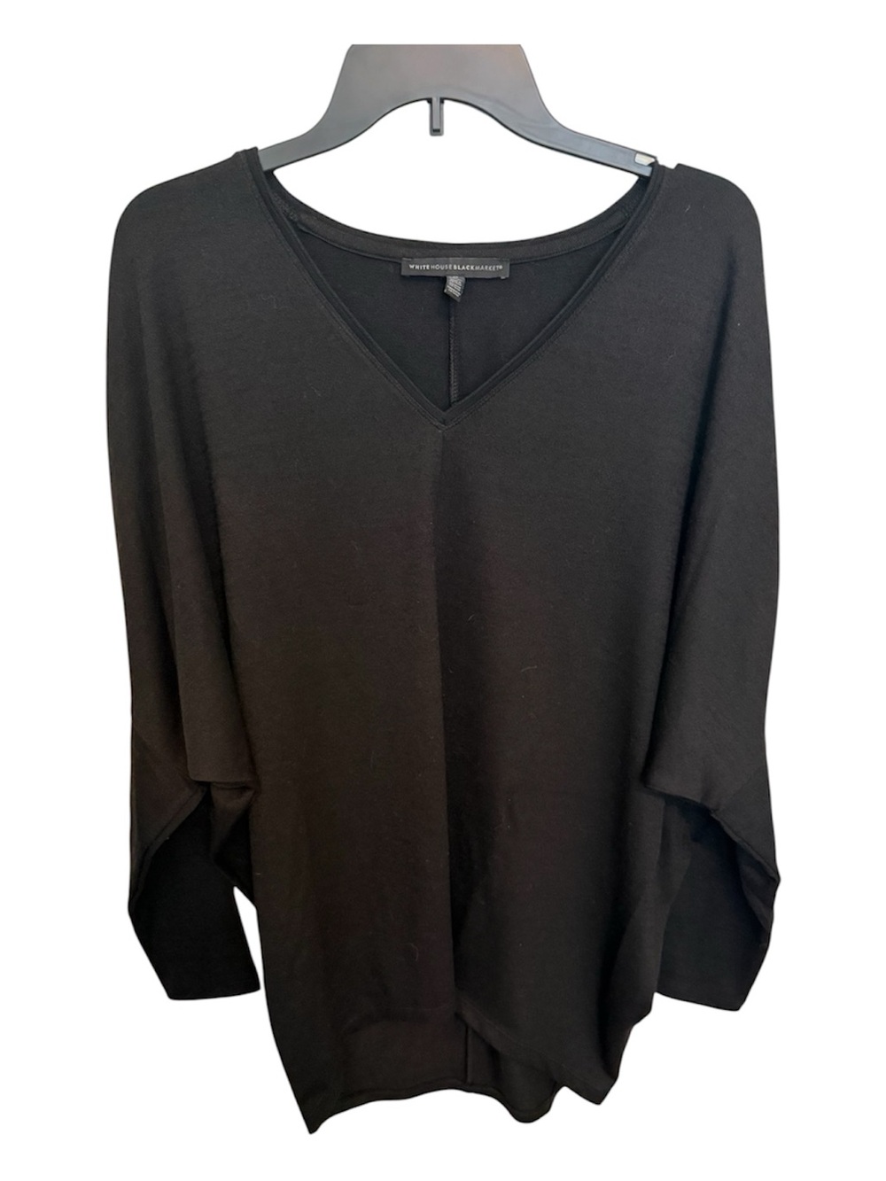 White House Black Market Black V-Neck Dolman Sleeve Sweater Top